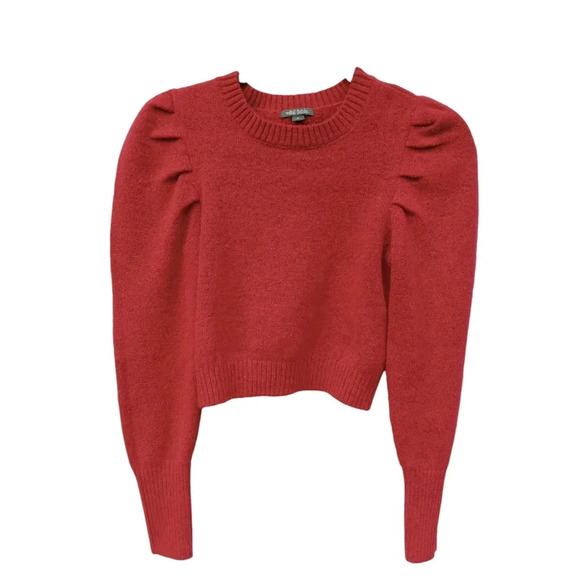 4/$15 Red Cropped Sweater Puff Sleeves Size XS Stretchy Wild Fable - Picture 1 of 8